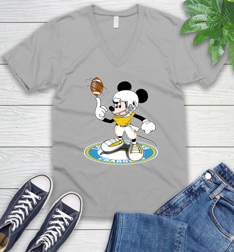 NFL Football Los Angeles Chargers Cheerful Mickey Disney Shirt V-Neck T-Shirt 4