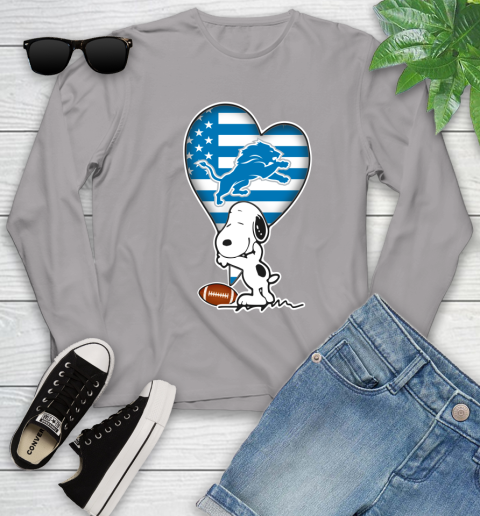 Detroit Lions NFL Football The Peanuts Movie Adorable Snoopy Youth Long Sleeve 5