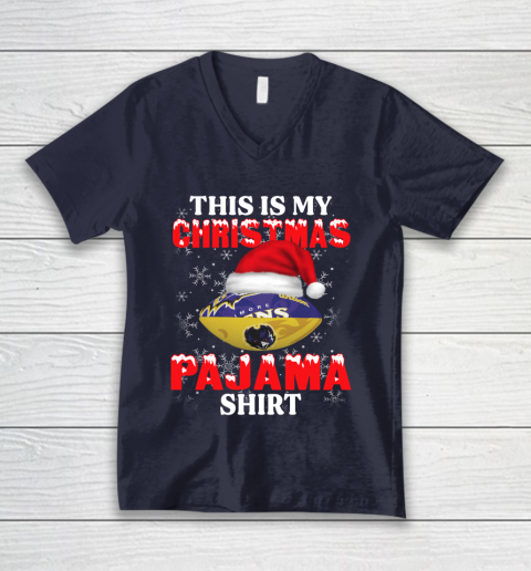 Baltimore Ravens This Is My Christmas Pajama Shirt NFL V-Neck T-Shirt 2
