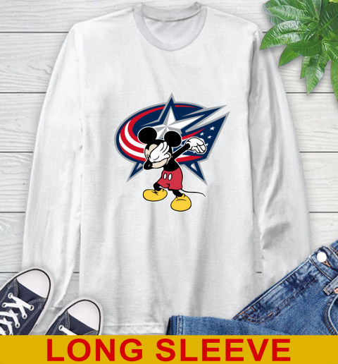 Columbus Blue Jackets NHL Hockey Dabbing Mickey Disney Sports Long Sleeve T-Shirt