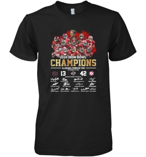 2020 Iron Bowl Champions Alabama Crimson Tide Signatures Premium Men's T-Shirt