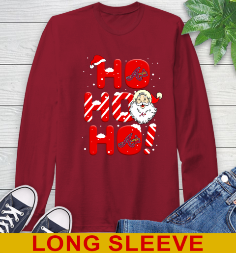 Atlanta Braves MLB Baseball Ho Ho Ho Santa Claus Merry Christmas Shirt Long Sleeve T-Shirt 9