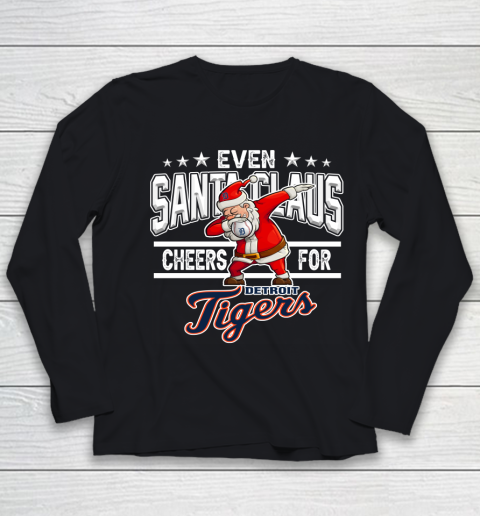 Detroit Tigers Even Santa Claus Cheers For Christmas MLB Youth Long Sleeve