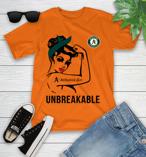 MLB Oakland Athletics Girl Unbreakable Baseball Sports Youth T-Shirt 4