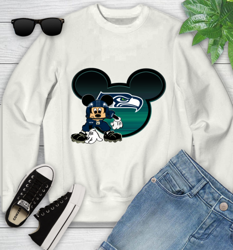 NFL Seattle Seahawks Mickey Mouse Disney Football T Shirt Youth Sweatshirt
