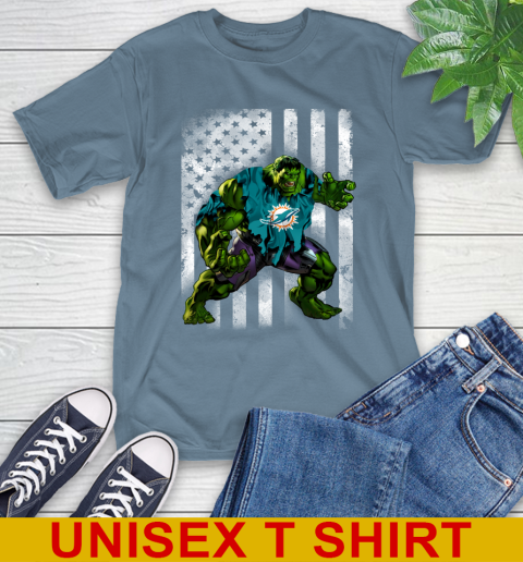 Miami Dolphins Hulk Marvel Avengers NFL Football American Flag T-Shirt 8