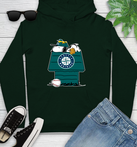 MLB Seattle Mariners Snoopy Woodstock The Peanuts Movie Baseball T Shirt Youth Hoodie 13