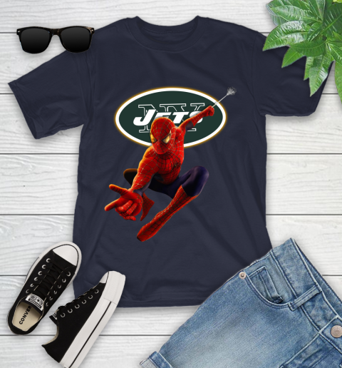 NFL Spider Man Avengers Endgame Football New York Jets Youth T-Shirt 3