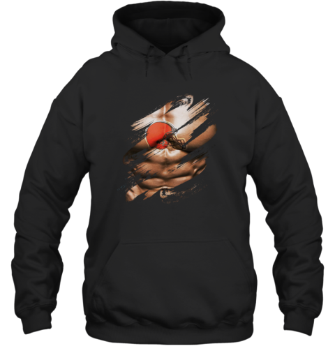 NFL Logo 3D Art Chest Cleveland Browns Tattoo Hoodie
