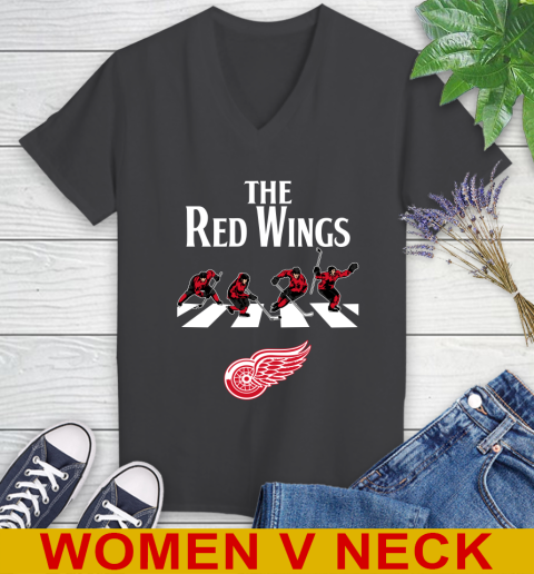 NHL Hockey Detroit Red Wings The Beatles Rock Band Shirt Women's V-Neck T-Shirt 8