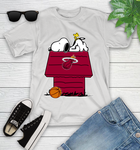 Miami Heat NBA Basketball Snoopy Woodstock The Peanuts Movie Youth T-Shirt