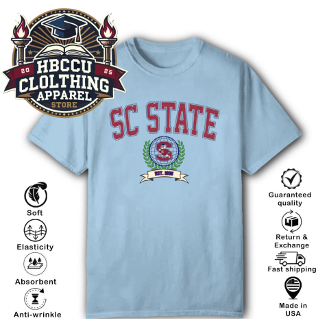 xwzf bulldog south carolina state university hbcu classic t shirt 2 front light blue HBCU Clothing Apparel