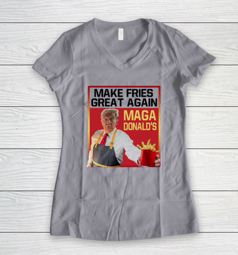 MAGAdonald's Make French Fries Great Again Donald Trump Women's V-Neck T-Shirt 2