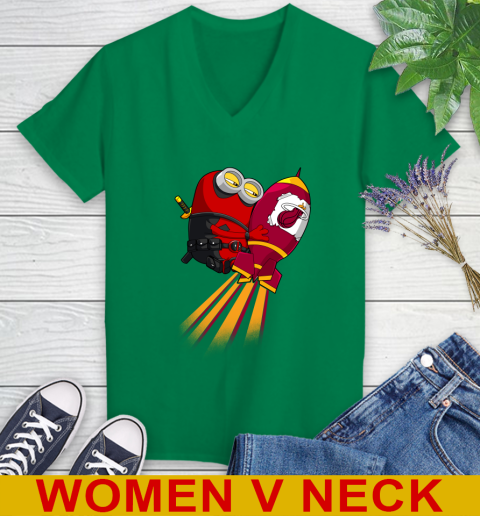 NBA Basketball Miami Heat Deadpool Minion Marvel Shirt Women's V-Neck T-Shirt 5