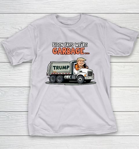 Donald Trump Rides In Garbage Truck Youth T-Shirt 3