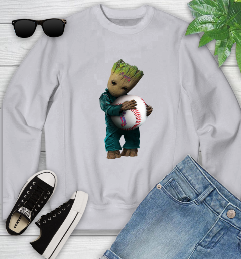 MLB Groot Guardians Of The Galaxy Baseball Sports Atlanta Braves Youth Sweatshirt 4