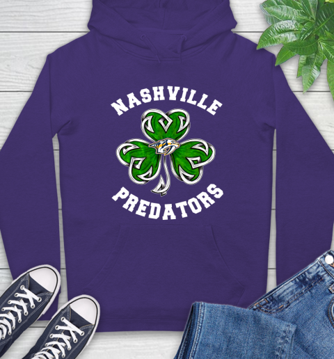 NHL Nashville Predators Three Leaf Clover St Patrick's Day Hockey Sports Hoodie 5