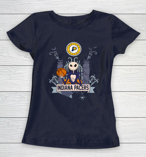 NBA Indiana Pacers Basketball Jack Skellington Halloween Women's T-Shirt 2