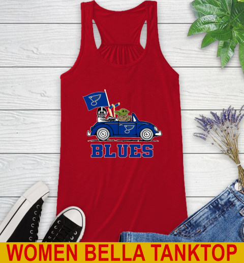 NHL Hockey St.Louis Blues Darth Vader Baby Yoda Driving Star Wars Shirt Racerback Tank 6