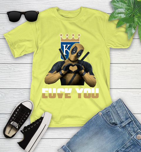 MLB Kansas City Royals Deadpool Love You Fuck You Baseball Sports Youth T-Shirt 25