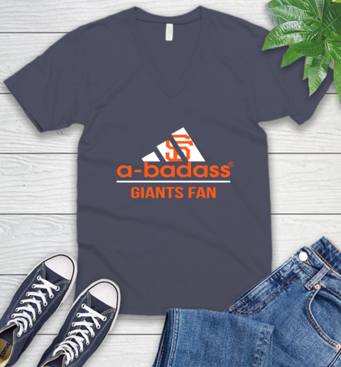 MLB A Badass San Francisco Giants Fan Adidas Baseball Sports V-Neck T-Shirt 7