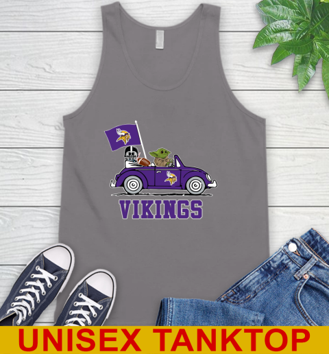 NFL Football Minnesota Vikings Darth Vader Baby Yoda Driving Star Wars Shirt Tank Top 7