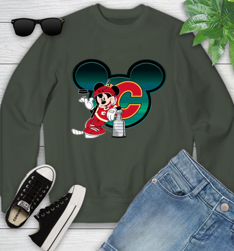 NHL Calgary Flames Stanley Cup Mickey Mouse Disney Hockey T Shirt Youth Sweatshirt 10