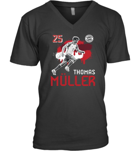 25 Thomas Muller Fc Bayern Munchen V-Neck T-Shirt