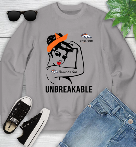 NFL Denver Broncos Girl Unbreakable Football Sports Youth Sweatshirt 2