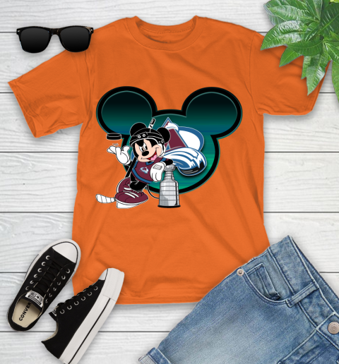 NHL Colorado Avalanche Stanley Cup Mickey Mouse Disney Hockey T Shirt Youth T-Shirt 7