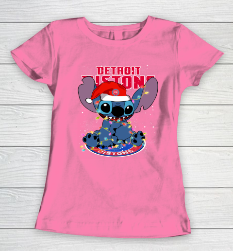 Detroit Pistons NBA noel stitch Basketball Christmas Women's T-Shirt 9