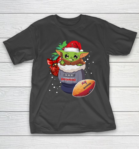 Tampa Bay Buccaneers Christmas Baby Yoda Star Wars Funny Happy NFL T-Shirt 2