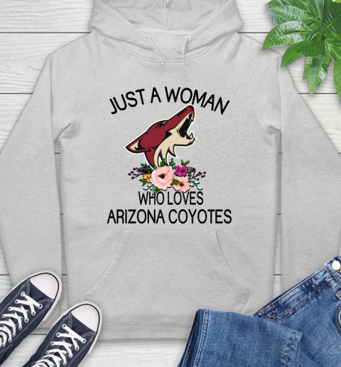 NHL Just A Woman Who Loves Arizona Coyotes Hockey Sports Hoodie