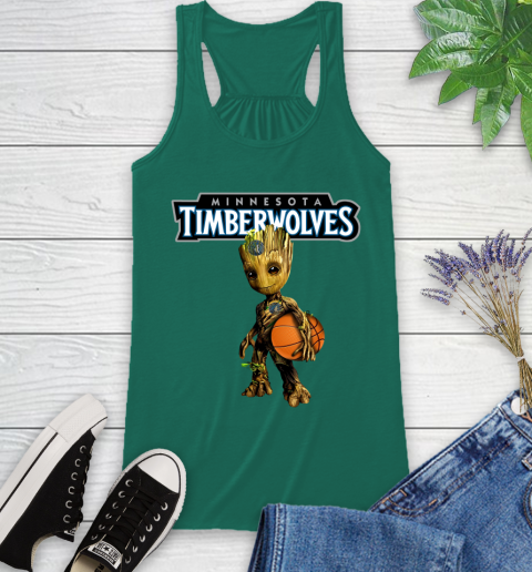 Minnesota Timberwolves NBA Basketball Groot Marvel Guardians Of The Galaxy Racerback Tank 7