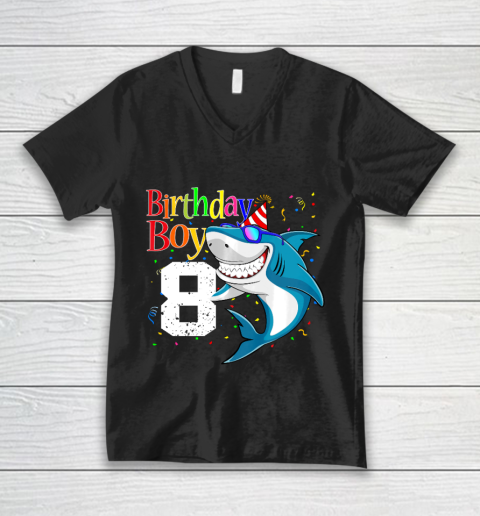 Kids 8th Birthday Boy Shark Shirts 8 Jaw Some Four Tees Boys 8 Years Old V-Neck T-Shirt