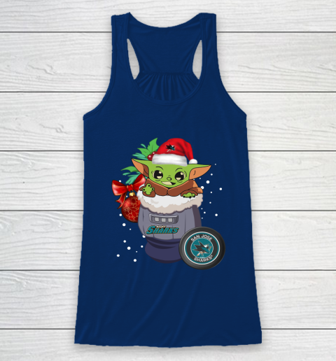 San Jose Sharks Christmas Baby Yoda Star Wars Funny Happy NHL Racerback Tank 7