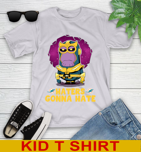 NFL Football Miami Dolphins Haters Gonna Hate Thanos Minion Marvel Shirt Youth T-Shirt 5