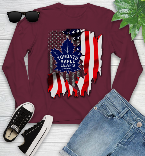 Toronto Maple Leafs NHL Hockey American Flag Youth Long Sleeve 6
