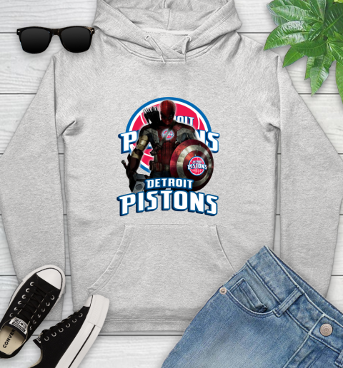 Detroit Pistons NBA Basketball Captain America Thor Spider Man Hawkeye Avengers Youth Hoodie