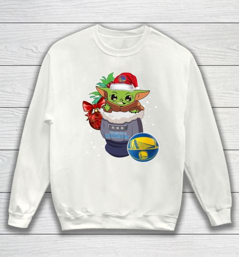 Golden State Warriors Christmas Baby Yoda Star Wars Funny Happy NBA Sweatshirt 2