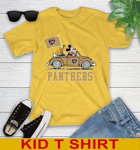NHL Hockey Florida Panthers Pluto Mickey Driving Disney Shirt Youth T-Shirt 8