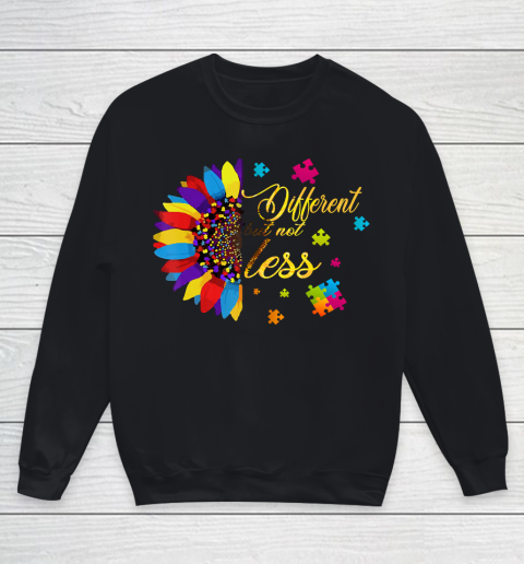 Autism Awareness Sunflower Different but not less Youth Sweatshirt