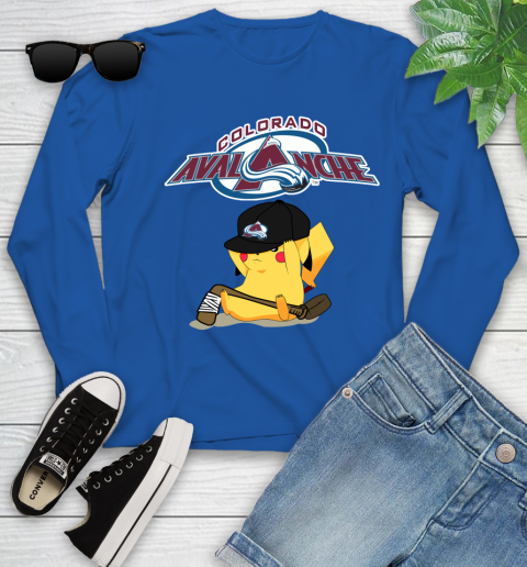 NHL Pikachu Hockey Sports Colorado Avalanche Youth Long Sleeve 9