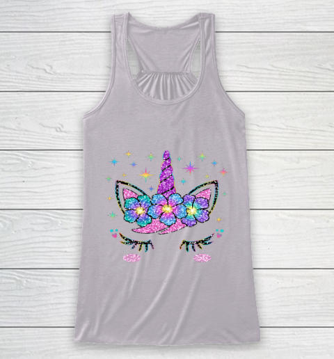 Unicorn Costume Rainbow Face Girls Racerback Tank 3