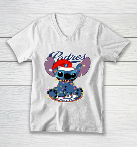 San Diego Padres MLB noel stitch Baseball Christmas V-Neck T-Shirt