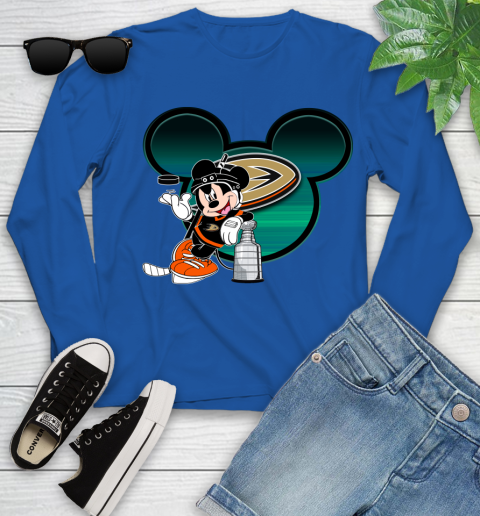 NHL Anaheim Ducks Stanley Cup Mickey Mouse Disney Hockey T Shirt Youth Long Sleeve 9