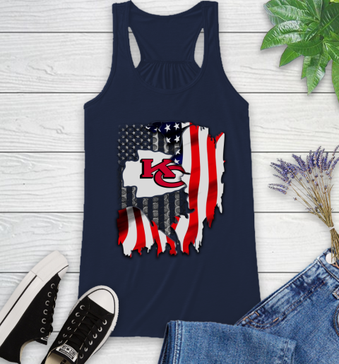 Kansas City Chiefs NFL Football American Flag Racerback Tank - Image 11