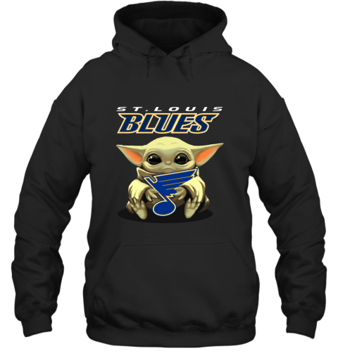 Baby Yoda Hugs The St. Louis Blues Ice Hockey Hoodie