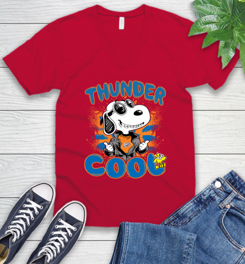NBA Basketball Oklahoma City Thunder Cool Snoopy Shirt V-Neck T-Shirt - Image 7