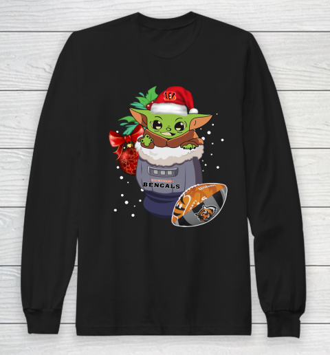 Cincinnati Bengals Christmas Baby Yoda Star Wars Funny Happy NFL Long Sleeve T-Shirt